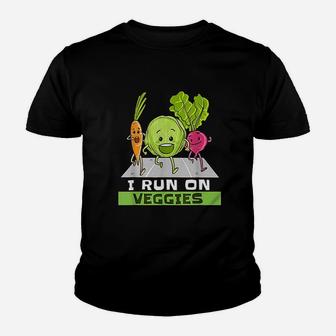 I Run On Veggies Funny Vegan Vegetarian Runner Gift Vegan Kid T-Shirt - Seseable