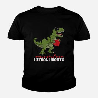 I Steal Hearts T Rex Valentines Day Funny Boys Girls Kids Kid T-Shirt - Seseable