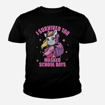 I Survived 100 Masked School Days Virtual School Kid T-Shirt - Seseable