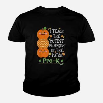 I Teach The Cutest Pumpkins In Patch Halloween Teacher Kid T-Shirt - Seseable
