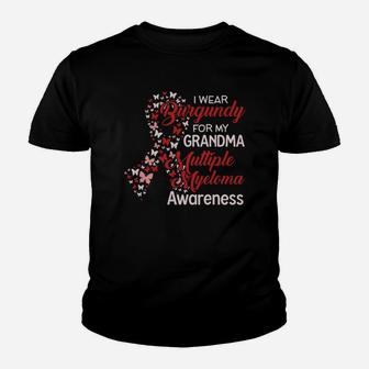 I Wear Burgundy For My Grandma Ribbon Proud Grandma Kid T-Shirt - Seseable