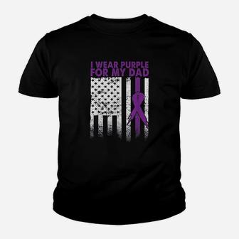 I Wear Purple For My Dad Pancreatic Canker Awareness Kid T-Shirt - Seseable