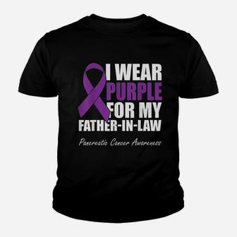 I Wear Purple For My Father In Law Pancreatic Canker Kid T-Shirt - Seseable