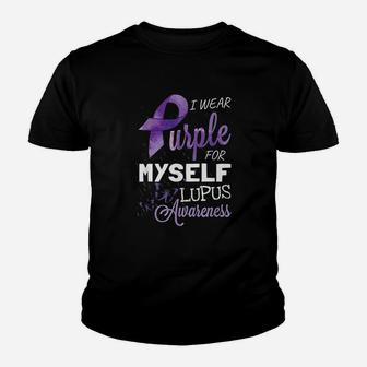 I Wear Purple For Myself Lupus Awareness Support Survivor Kid T-Shirt - Seseable