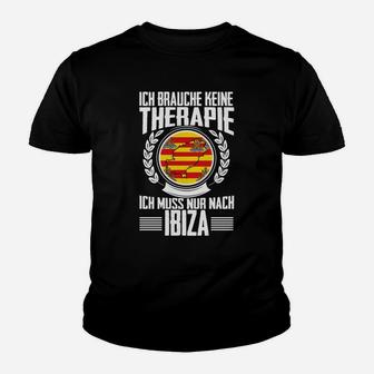 Ibiza Urlaub Liebhaber Kinder Tshirt, Schwarzes mit Lustigem Spruch & Spanien Emblem - Seseable