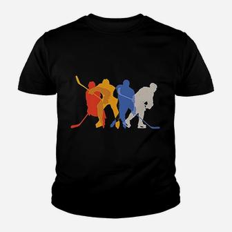 Ice Hockey Design Featuring Hockey Players Silhouettes Youth T-shirt - Seseable