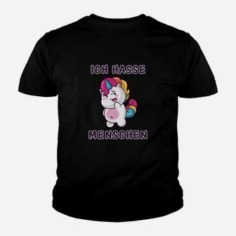 Ich Hassese Menschen Einhorn Kinder T-Shirt - Seseable