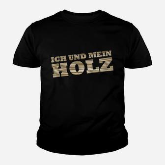 Ich und Mein Holz Kinder Tshirt, Schwarzes Tee mit Gold-Schrift Design - Seseable