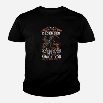 Im A Grumpy Old Man I Was Born In December Kid T-Shirt - Seseable