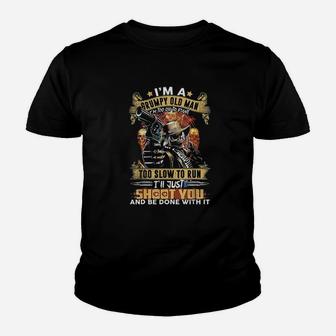 Im A Grumpy Old Man Too Old To Fight Too Slow To Run Funny Kid T-Shirt - Seseable