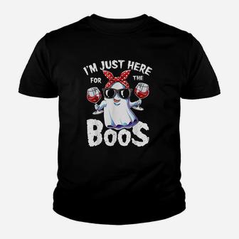 Im Just Here For The Boos Funny Halloween Gifts Ghost Kid T-Shirt - Seseable