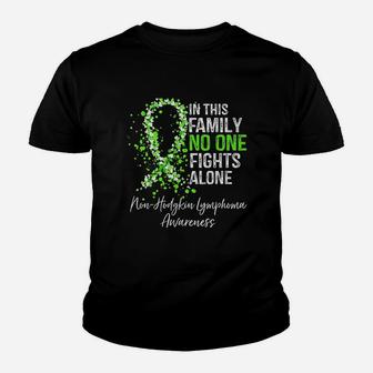 In This Family No One Fights Alone Lymphoma Kid T-Shirt - Seseable