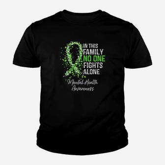 In This Family No One Fights Alone Mental Health Awareness Kid T-Shirt - Seseable