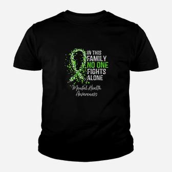 In This Family No One Fights Alone Mental Health Awareness Kid T-Shirt - Seseable