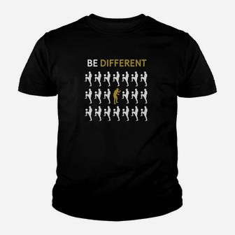 Inspirierendes Be Different Motiv-Kinder Tshirt, Einzigartigkeit in Schwarz - Seseable