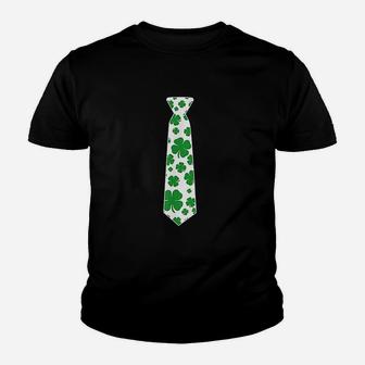 Irish Shamrock Clover Tie Kids St Patricks Day Youth T-shirt - Seseable