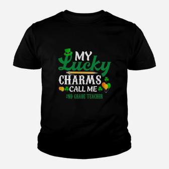 Irish St Patricks Day My Lucky Charms Call Me 2nd Grade Teacher Funny Job Title Kid T-Shirt - Seseable