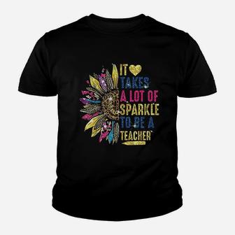It Takes A Lot Of S-parkle To Be A Teacher Sunflower Kid T-Shirt - Seseable