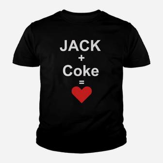 Jack + Coke = Herz Schwarzes Kinder Tshirt, Lustiges Getränke Design - Seseable