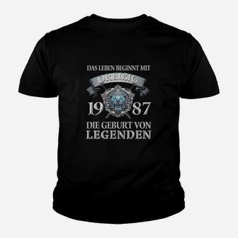 Jahrgang 1987 Legenden Kinder Tshirt, Beginn unauslöschlicher Geschichten - Seseable