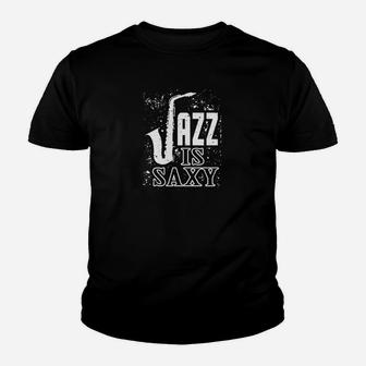 Jazz Is Saxy Saxophon-Design, Schwarzes Kinder Tshirt für Musikliebhaber - Seseable