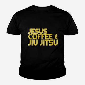 Jesus Coffee Jiu Jitsu For Christian Martial Arts Kid T-Shirt - Seseable