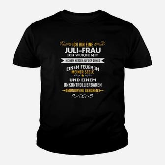 Juli Geborene Frauen Schwarzes Kinder Tshirt, Persönliches Geburtstagsdesign - Seseable