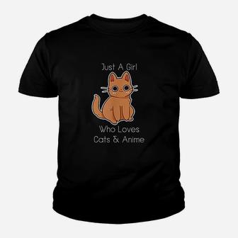 Just A Girl Who Loves Cats Anime Great Gift Kid T-Shirt - Seseable