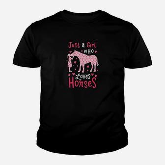 Just A Girl Who Loves Horses Cute Horse Lover Gift Kid T-Shirt - Seseable