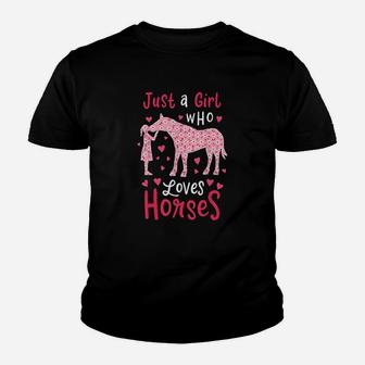 Just A Girl Who Loves Horses Cute Horse Lover Gift Kid T-Shirt - Seseable