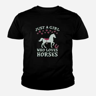 Just A Girl Who Loves Horses Horse Lover Gift Kid T-Shirt - Seseable