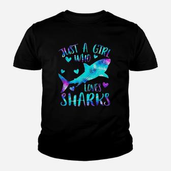 Just A Girl Who Loves Sharks Galaxy Shark Lover Girls Gifts Youth T-shirt - Seseable
