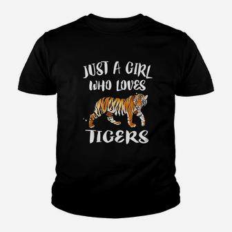 Just A Girl Who Loves Tigers Tiger Animal Lover Gift Youth T-shirt - Seseable