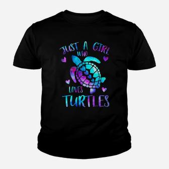 Just A Girl Who Loves Turtles Galaxy Space Sea Turtle Gift Youth T-shirt - Seseable