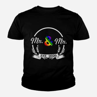 Just Married Wedding Mrs And Mrs Est 2020 Kid T-Shirt - Seseable