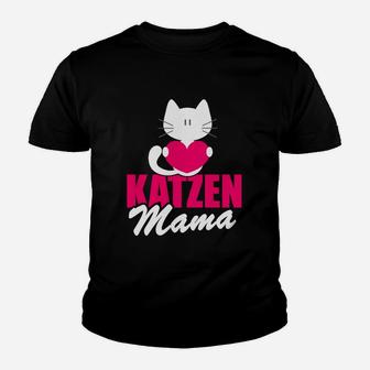 Katzen Mama Kinder Tshirt für Damen mit Herz & Kätzchen Motiv - Seseable