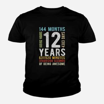 Kids 12th Birthday 12 Years Old Vintage Retro 144 Months Kid T-Shirt - Seseable