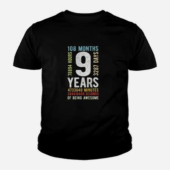 Kids 9th Birthday 9 Years Old Vintage Retro 108 Months Kid T-Shirt - Seseable