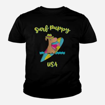 Kids Funny Surf Puppy For Kids Who Love Dogs Kid T-Shirt - Seseable