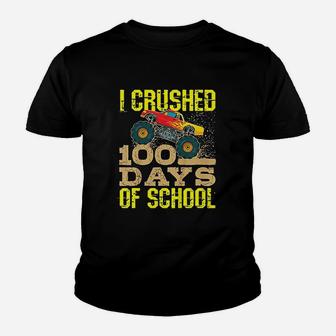 Kids I Crushed 100 Days Of School Boys Monster Truck Kid T-Shirt | Seseable CA