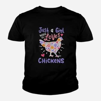 Kids Just A Girl Who Loves Chickens Chicken Hen Love Youth T-shirt - Seseable