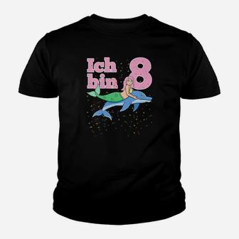 Kinder Achter 8 Geburtstag Meerjungfrau Delfin Ich Bin Acht 8 Kinder T-Shirt - Seseable