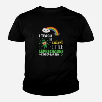 Kindergarten Teacher Patricks Day I Teach The Custest Leprechauns Kid T-Shirt - Seseable