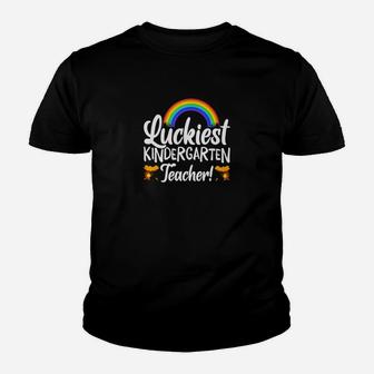 Kindergarten Teacher Patricks Day Luckiest Teacher Kid T-Shirt - Seseable