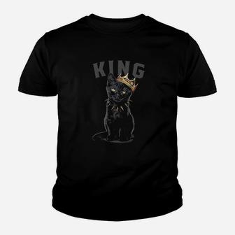 King Black Cat Wearing Crown Kid T-Shirt - Seseable