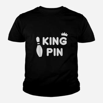 King Pin Bowling Funny Cute Couples Bowler League Gift Kid T-Shirt - Seseable