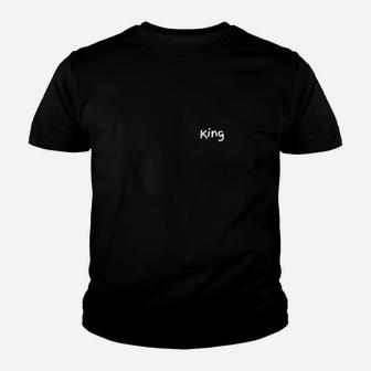 King Schriftzug Schwarzes Herren Kinder Tshirt, Trendiges Design - Seseable
