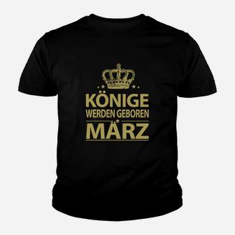Könige werden im März Geburtstags-Kinder Tshirt, Schwarz & Gold Krone Design - Seseable