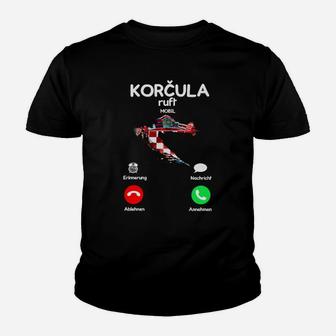 Korčula Ruderboot-Anruf Herren Kinder Tshirt in Schwarz, Designermode - Seseable