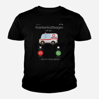 Krankenwagen Telefonbutton Kinder Tshirt, Lustiges Rettungsdienst-Design - Seseable
